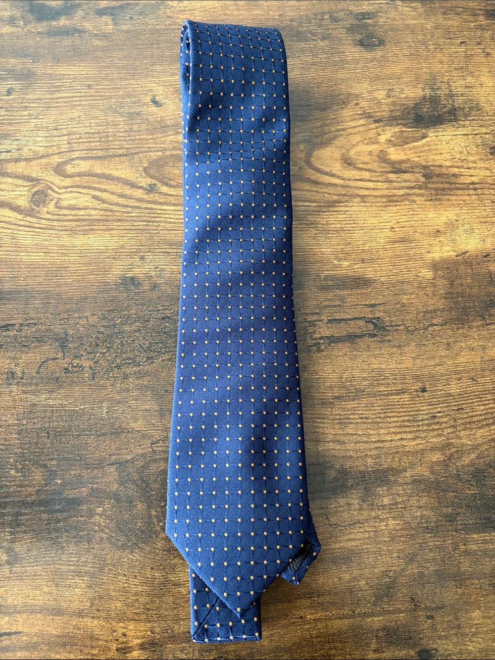 Classic Navy Men’s Tie with Micro Dot Pattern